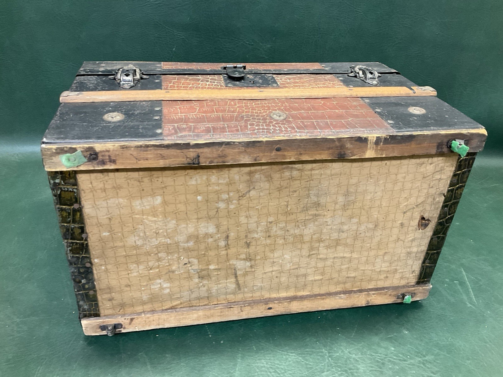 Antique Victorian Child’s Trunk Wood Travel Doll Camelback Dome Top w/ Insert