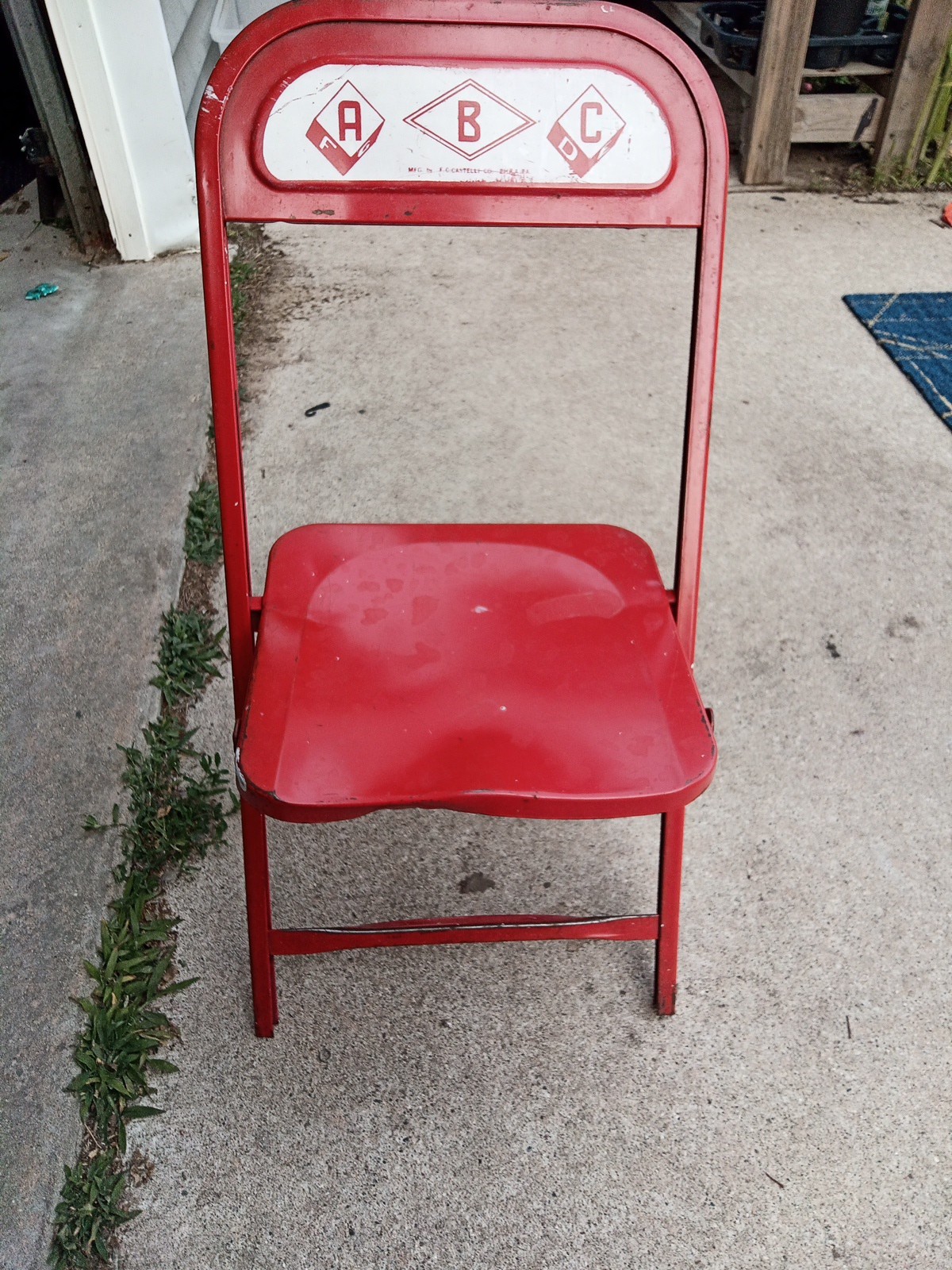 50’s ABC Children Red Metal Folding Chair F.C. Castelli Co.