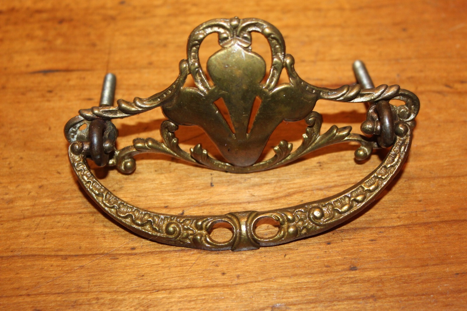 Antique Victorian Ornate 4″ Cast Bronze Furniture Drop Bail Drawer Pull G-36