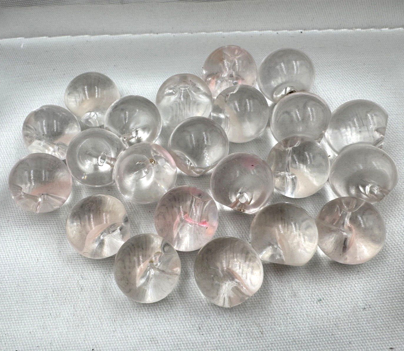 LOT OF 23 RETRO ORB BUTTONS CLEAR ROUND ACRYLIC SPHERE FAUX POOL OF LIGHT CRYSTL