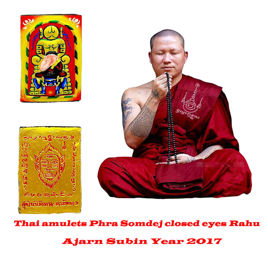 Thai amulets Phra Somdej closed eyes Rahu Good business fortune by Aj Subin 2017