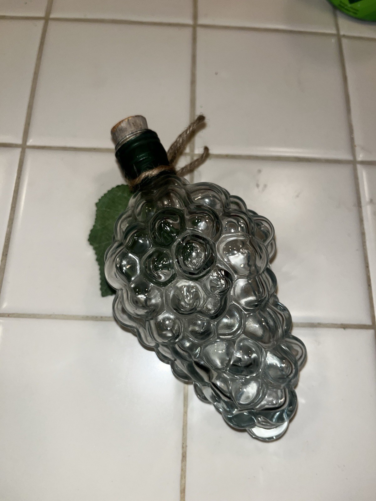 Vintage Clear Glass Grape Shaped Container Decoration with Cork