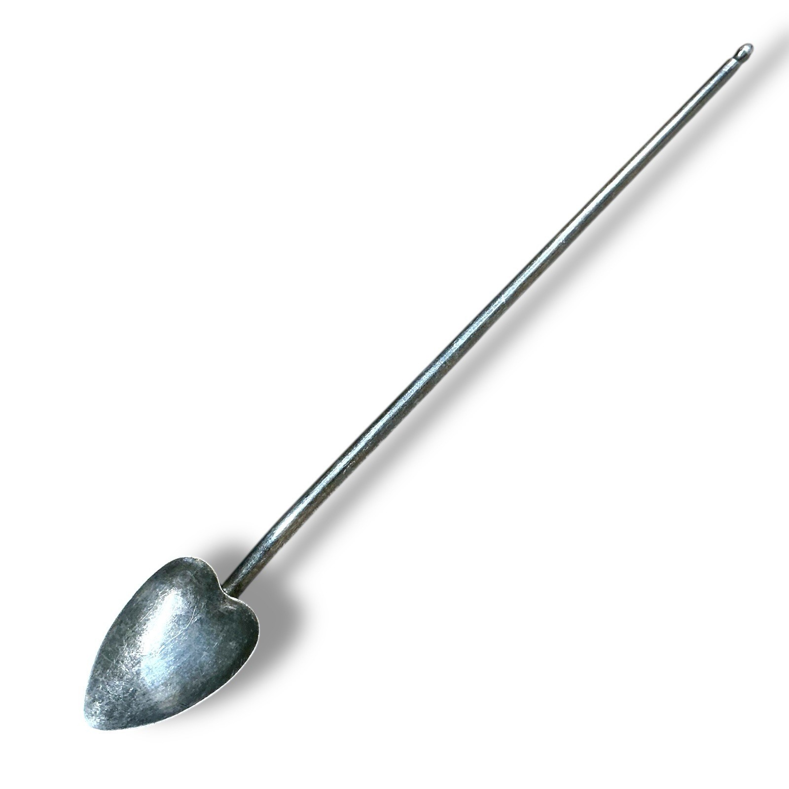 Vtg Silver Plate Heart Sipper Straw Spoon Cocktail Stirrer Pm Italy Valentines