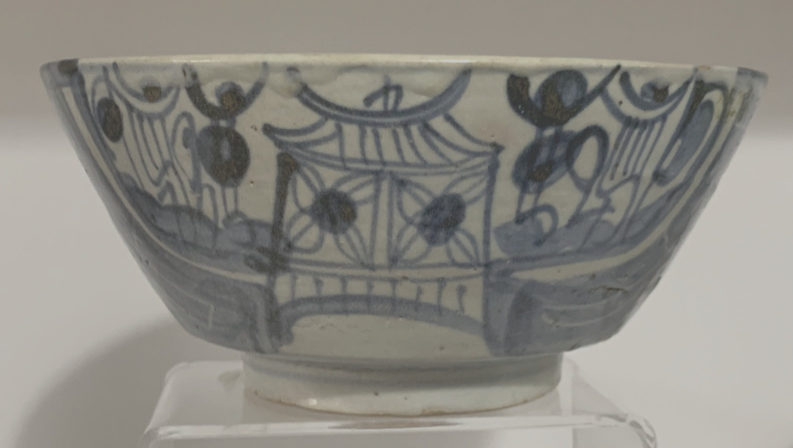 Antique Chinese Blue & White Provincial Bowl 19th C 16 cm diameter