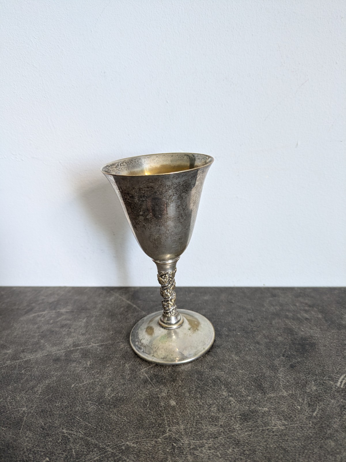 Vintage Falstaff Silver Plated Made in Spain Goblet With Ornate Twisted Stem