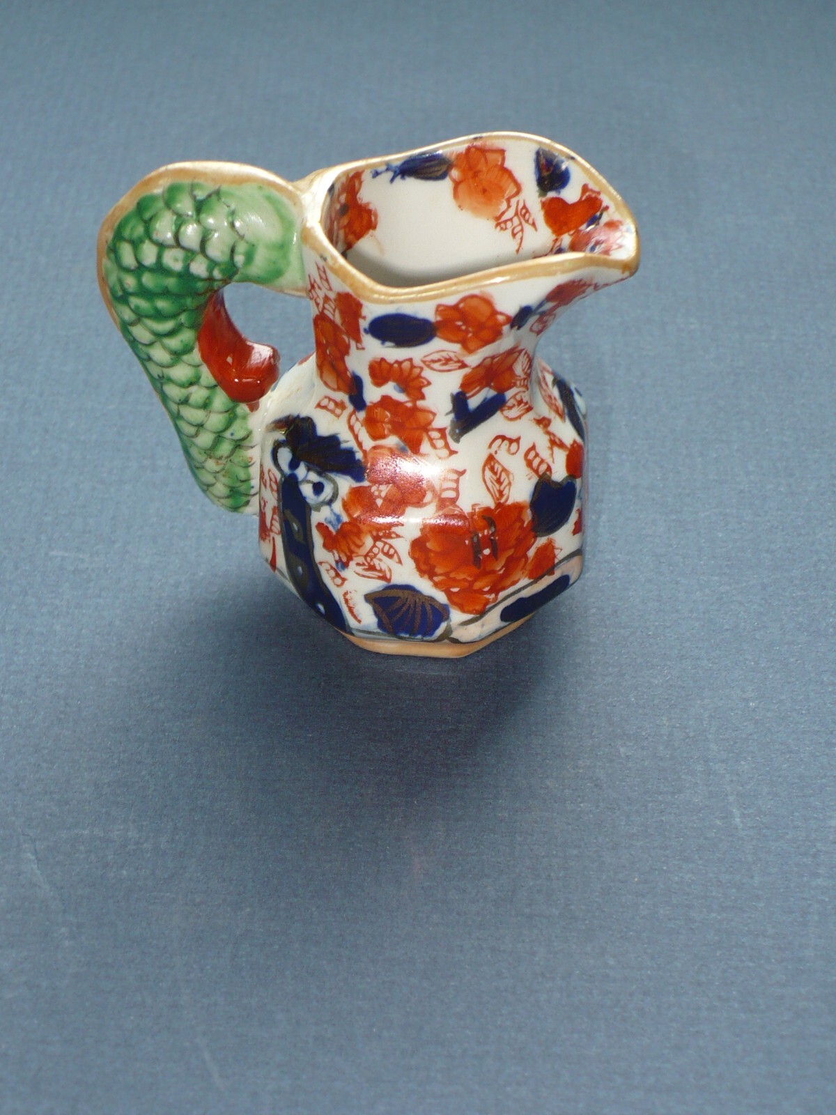 RARE DIMINUTIVE SIZE 2.5″ ENGLISH MASON’S PATENT IRONSTONE HYDRA JUG PITCHER