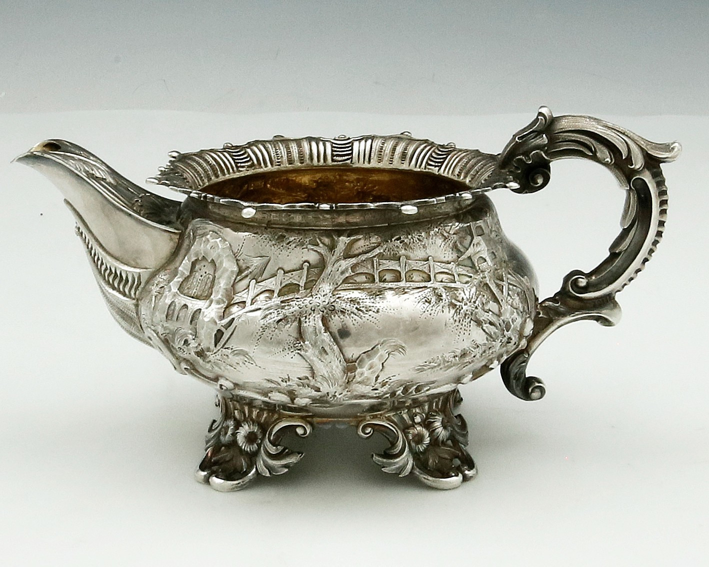 English Silver LANDSCAPE Cream Pitcher Atkins & Somersall c1827