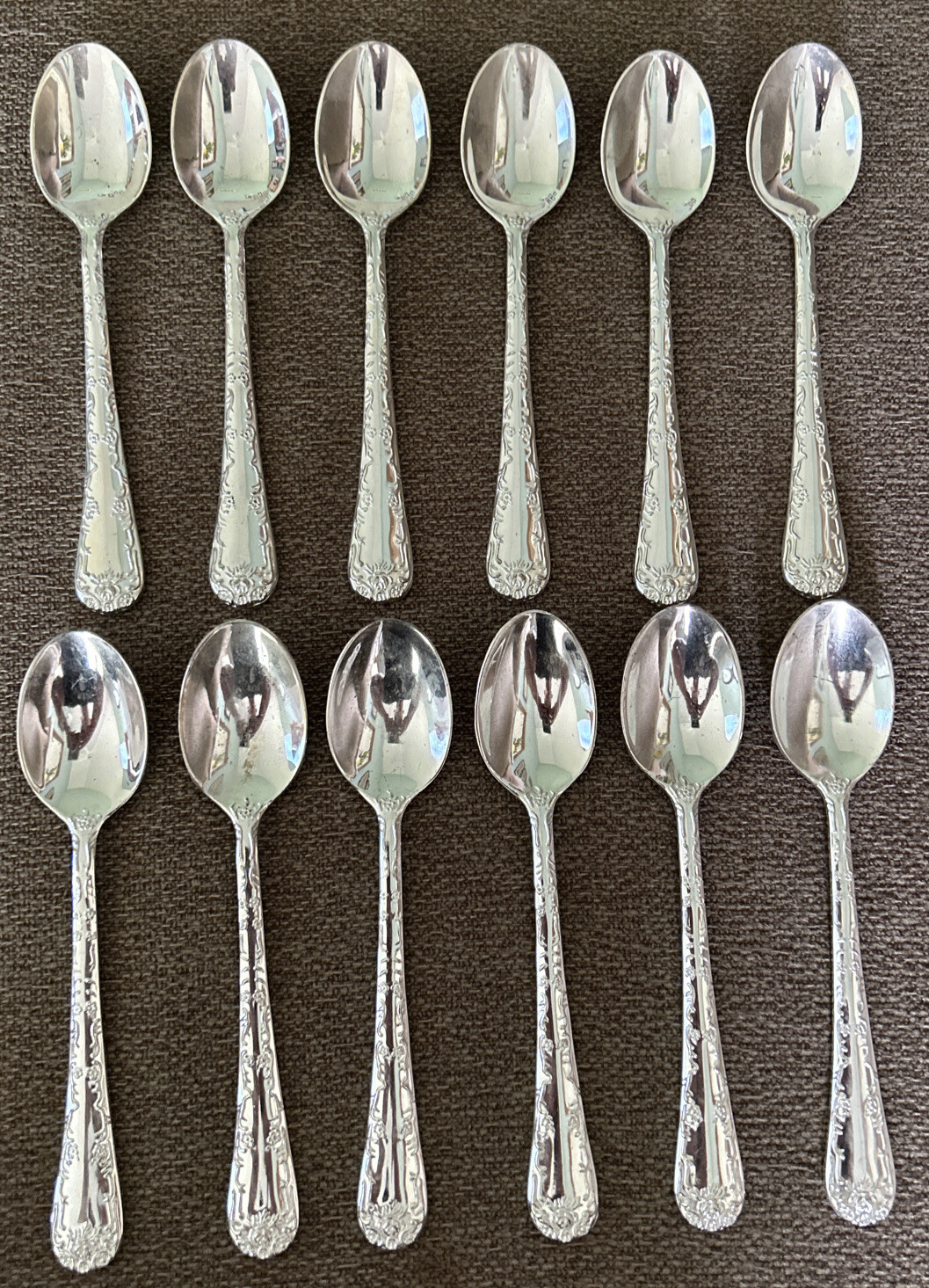 Wm Rogers & Son Silverplate ENCHANTED ROSE China 6″ Spoon Lot Of 12