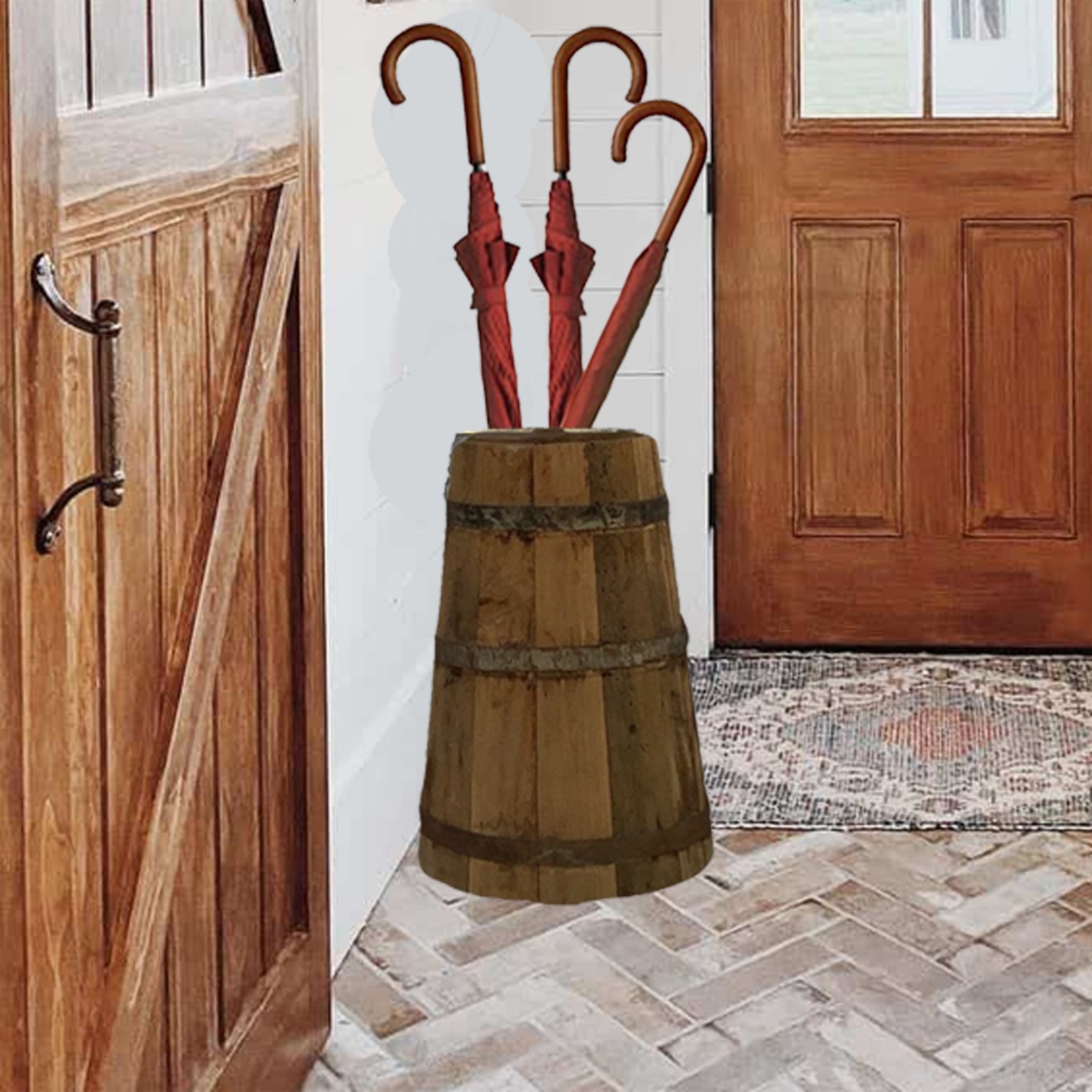 Butter Churn without the Dasher. Staved Wood Metal Bands Umbrella Stand – Floral