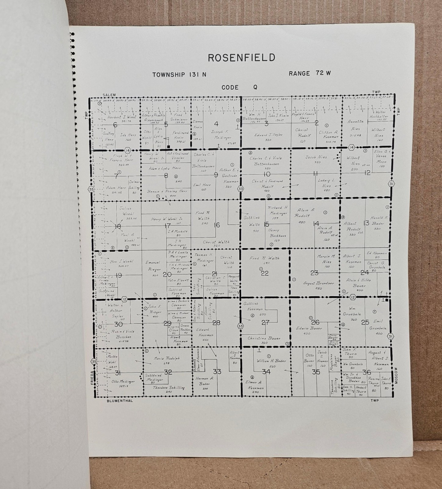 Atlas of McIntosh County North Dakota 1960 Spiral-Bound Paperback Maps
