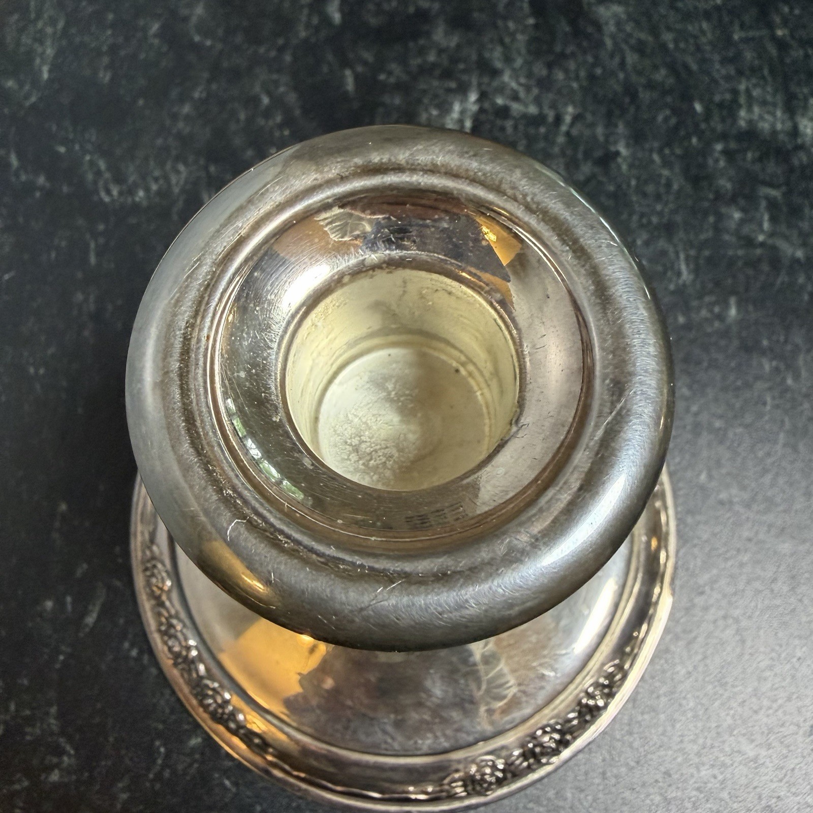 Vintage Camille Silverplate Candlestick Holder Rose Border Single Candle Stick