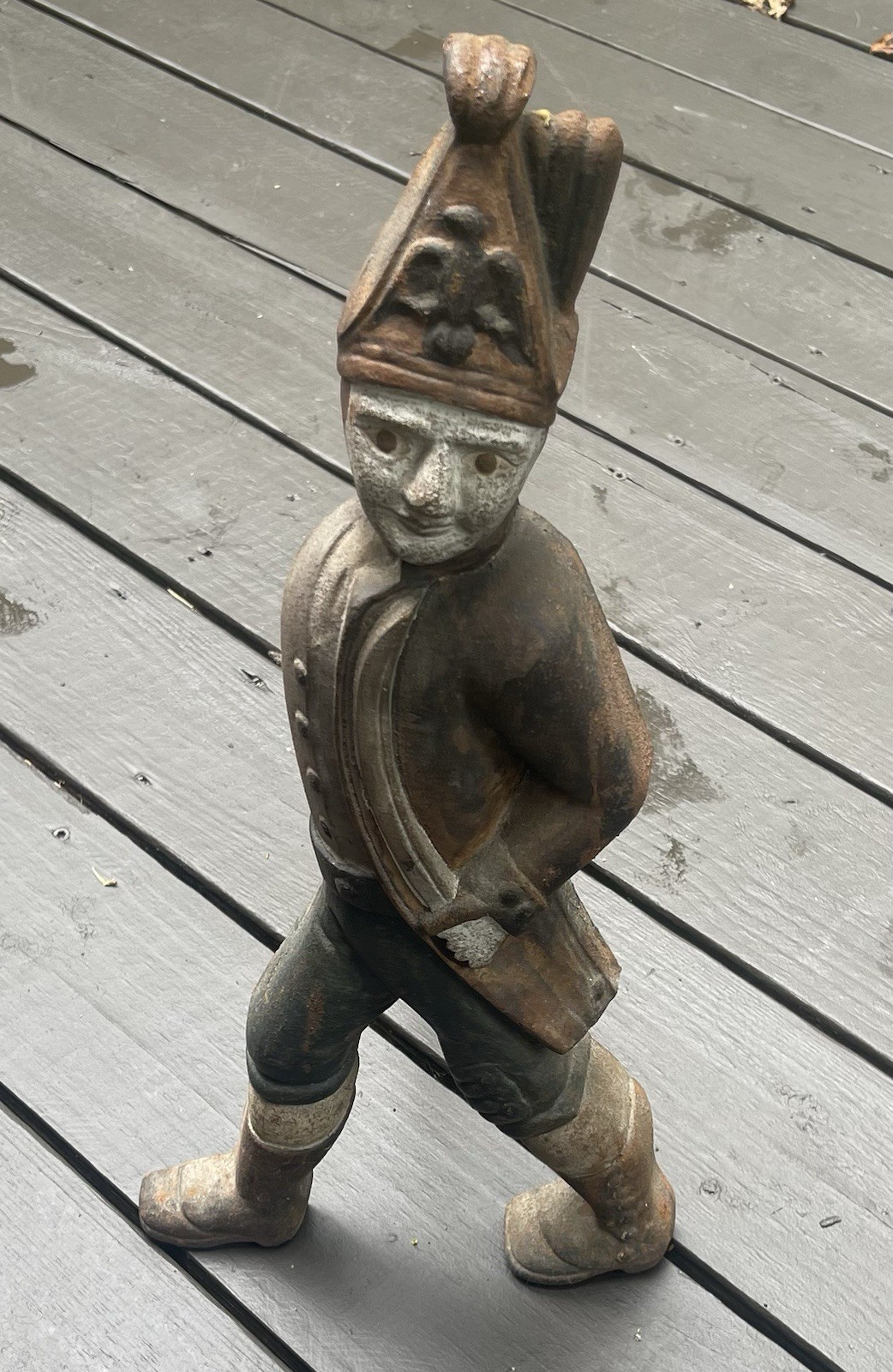 Hessian-Mid 19th C. Hessian Soldiers Cast Iron Original Hand Painted Andirons