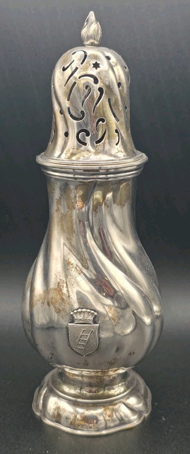 800 Silver German 1890 Muffineer Sugar Shaker 317 Grams Huge Mohl Dresden Rare