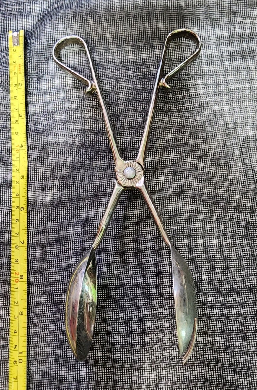 👍 LARGE SILVERPLATED SPORK & SPOON BOWL SCISSOR ✂️ SALAD 🥗 🍅 TONGS
