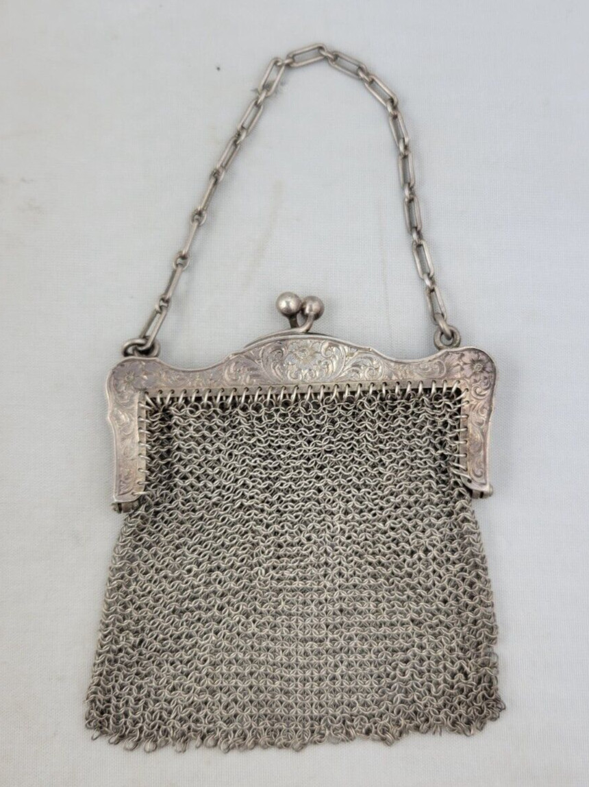 Antique Sterling Silver Carter, Howe (Gough) & Co. Mesh Coin Purse 33.76 Grams