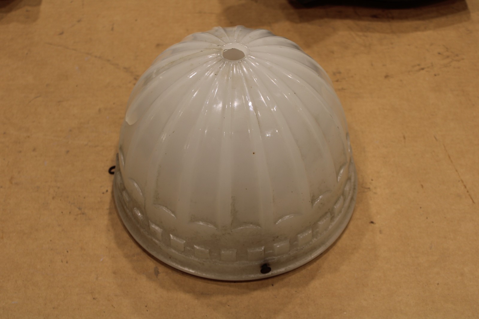 Antique 1913 Brascolite Milk Glass Pendant Greek Keys Light Shade Fixture