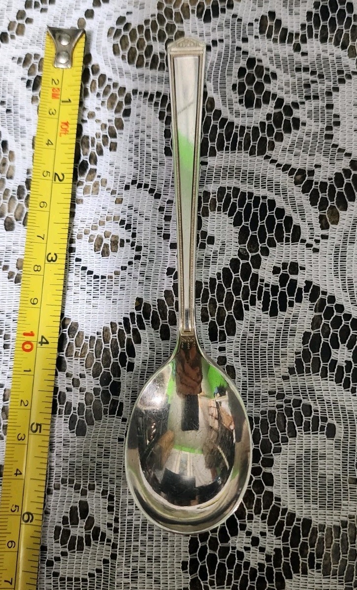 👌1847 ROGERS ANTIQUE c1923 ANNIVERSARY PATTERN SILVERPLATED “6” SUGAR SPOON 🍚