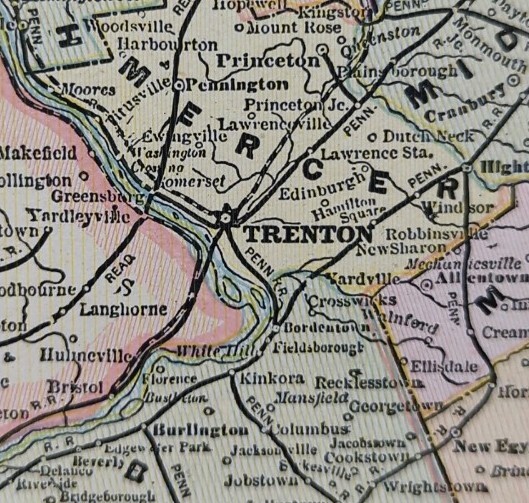Vintage 1886 NEW JERSEY Map 11″x13″ Old Antique Original CAMDEN NEWARK TRENTON