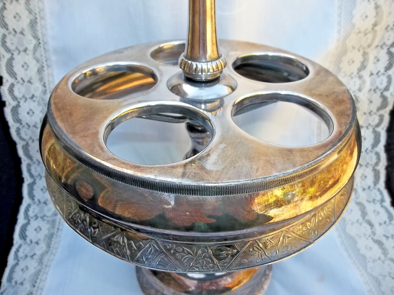 HARTFORD SILVER CASTOR/CRUET /CONDIMENT SET VICTORIAN QUADRUPLE PLATE #513 6PC