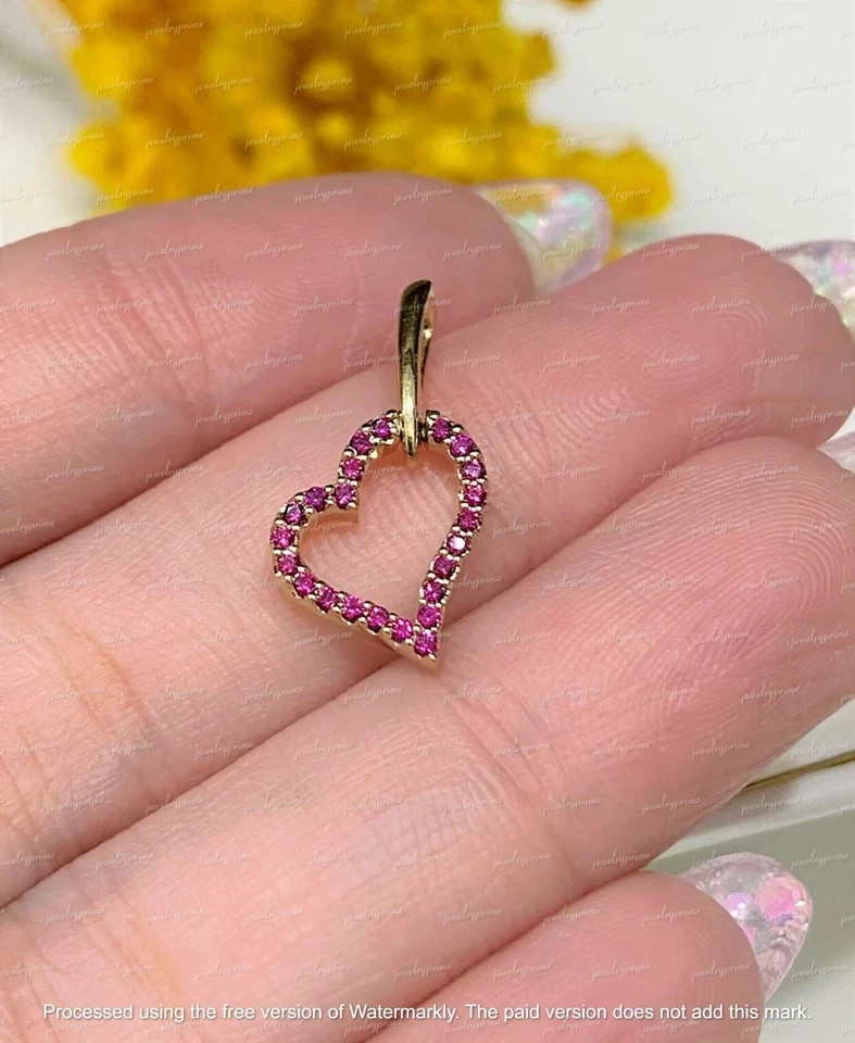 1.20 Ct Round Cut Lab-Created Ruby Women Heart Pendant 14k Yellow Gold Plated