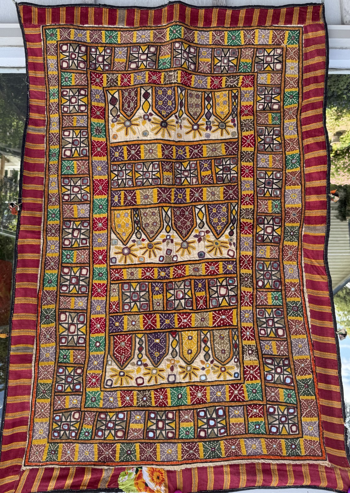Antique Indian Banjara Embroidery Wall Hanging 35 inches by 54 inches