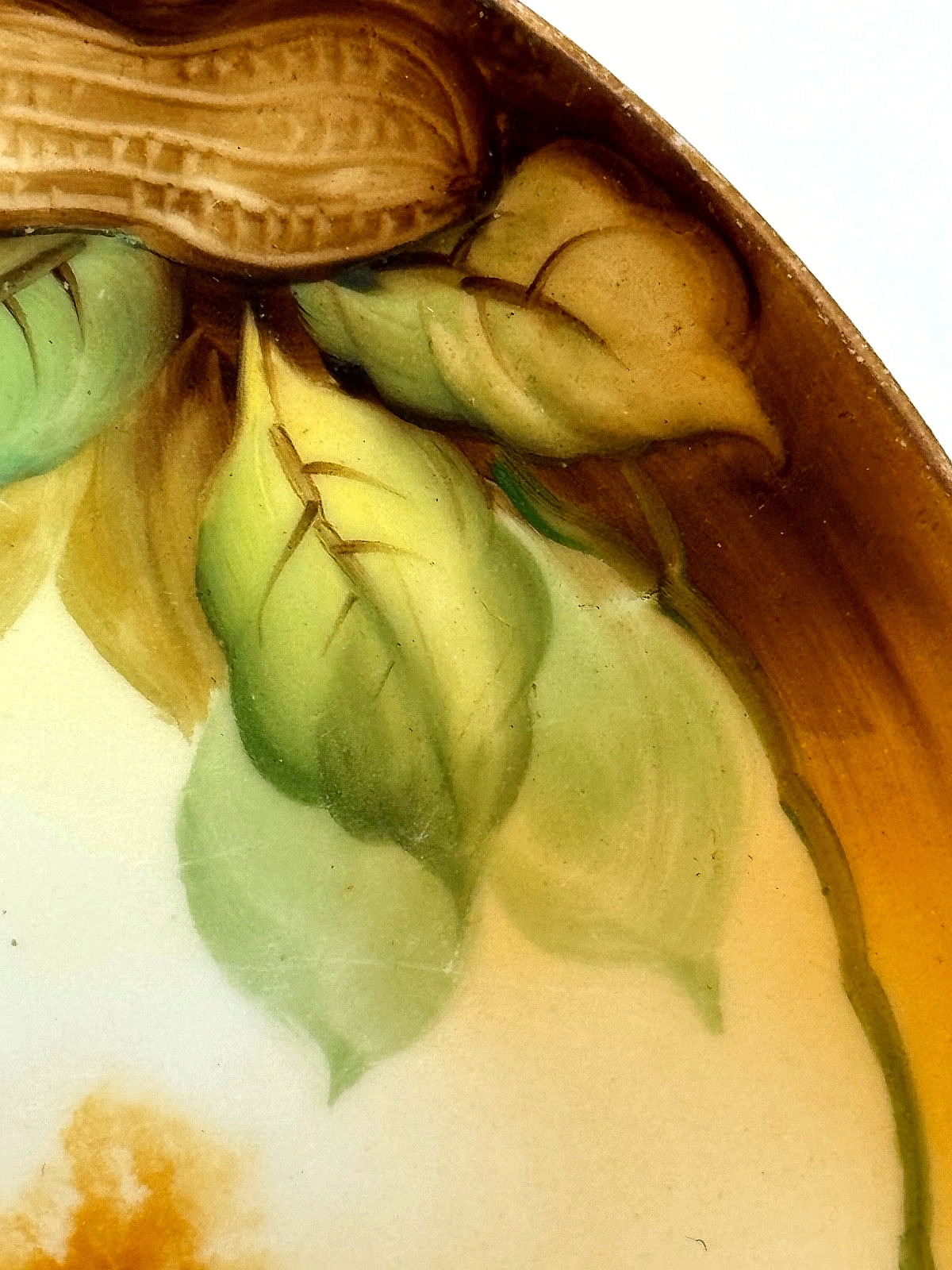 Nut, Candy Plate 1920 REALISTIC 3D PEANUTS Hand Painted Fall Color Nippon 7.5″