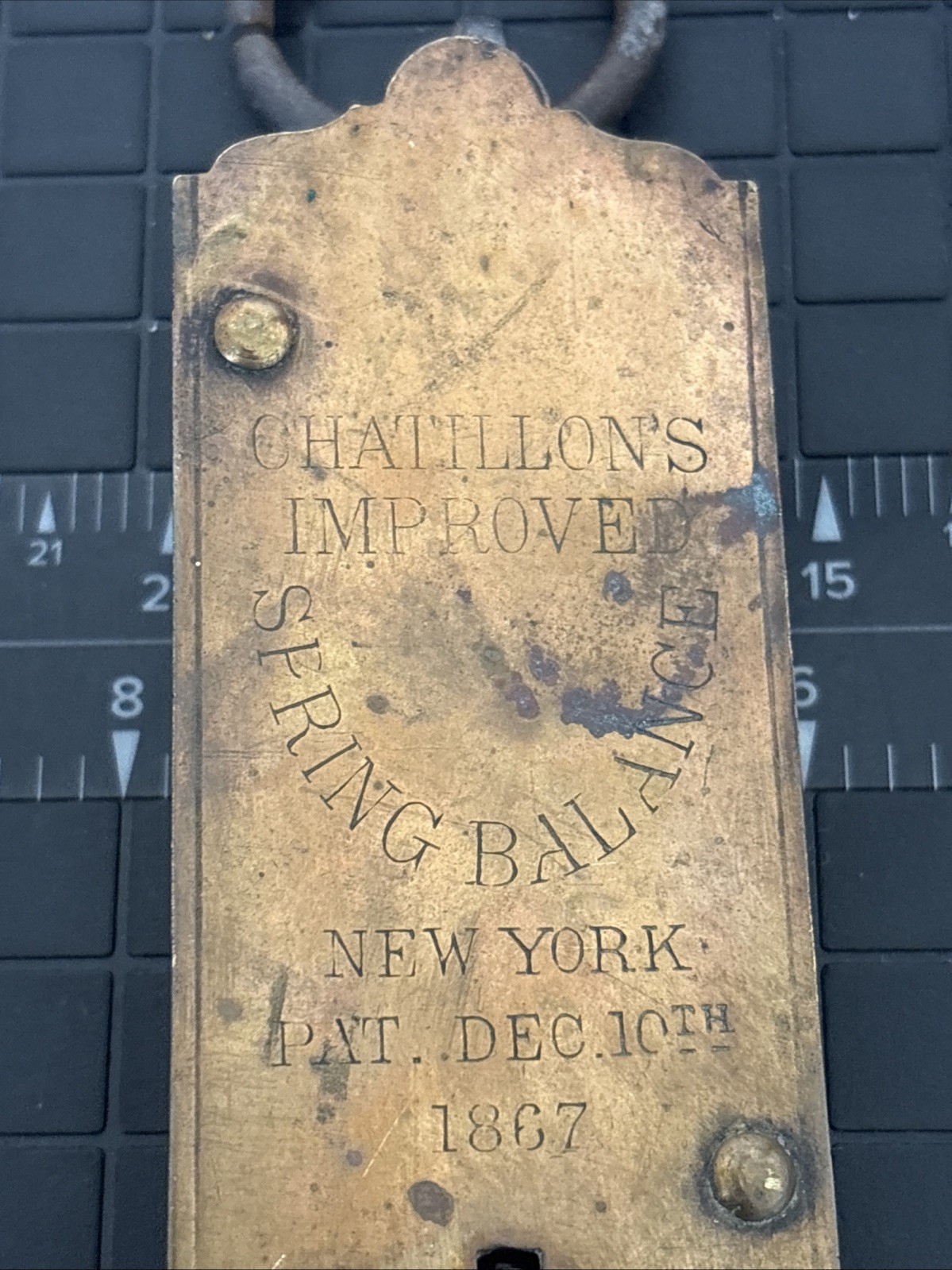 Antique Chatillons Improved Balance Brass Hanging Scale Pat Dec 10 1867 New York