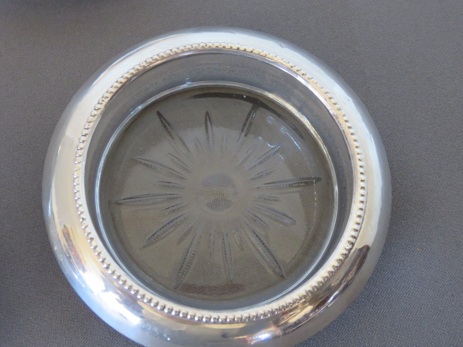 5-Vintage Frank M. Whiting &Co. Sterling Silver & Glass Starburst Beaded Coaster