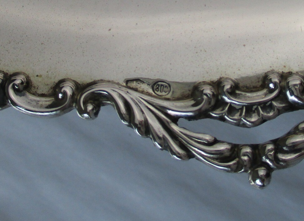 Footed fruit bowl 800 solid silver post WWII Italian 13.5″ with opulent detail