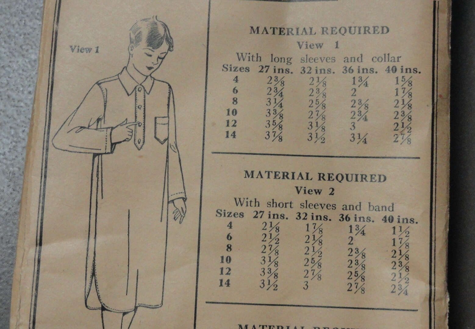 Antique 1920s PICTORIAL REVIEW Sewing Pattern BOYS LONG NIGHTSHIRT 14 yrs UNUSED