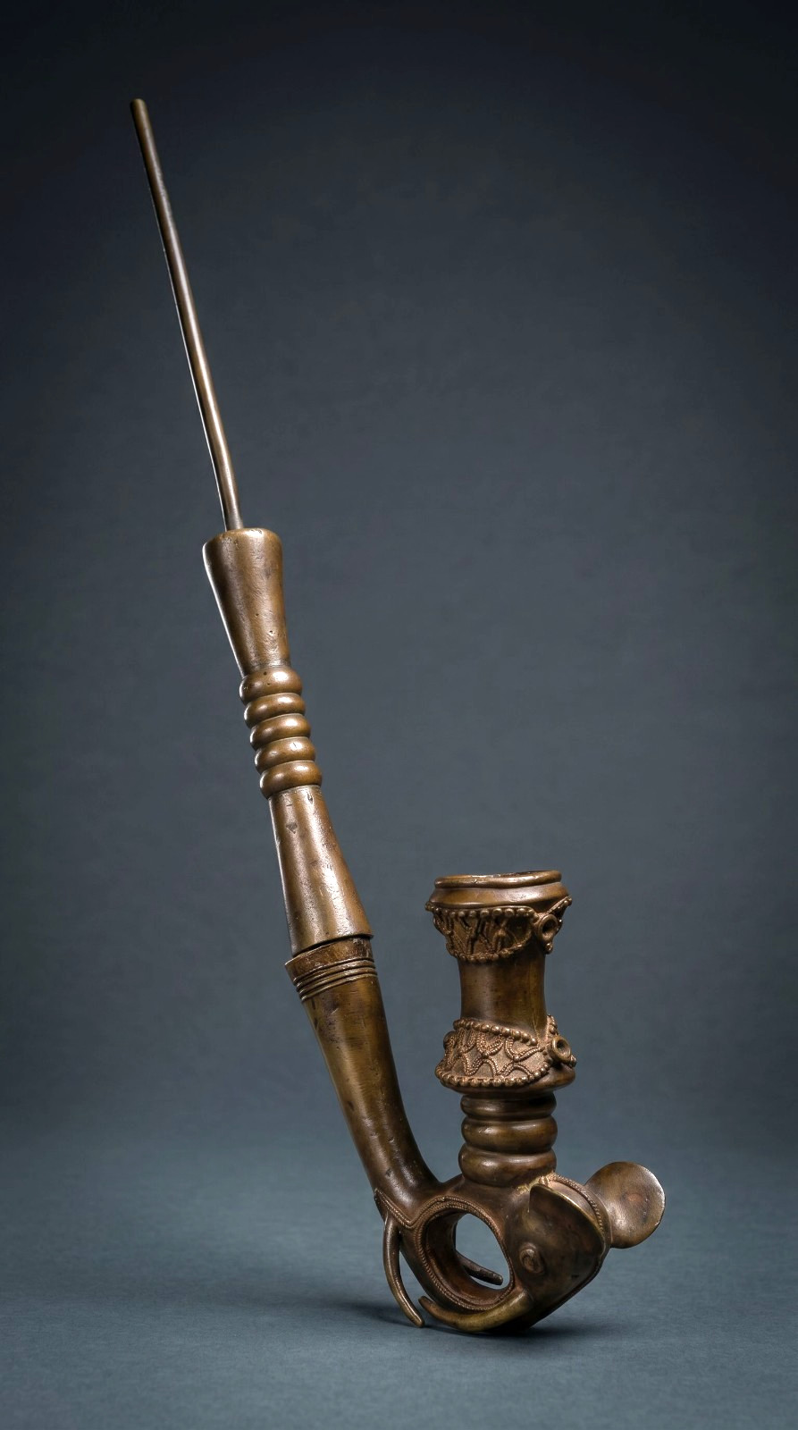 A Late 19th century Bamun Royal Bronze Pipe Ex Museum 1973
