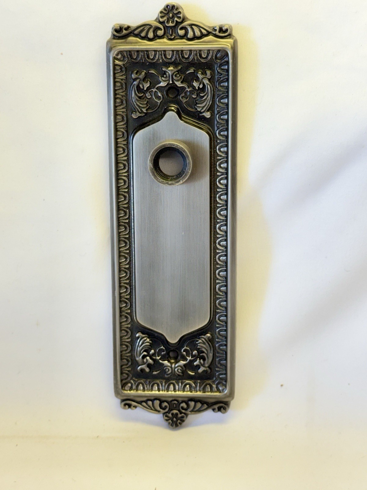 Door Knob Back Plate Egg & Dart Forged Brass Antique Pewter