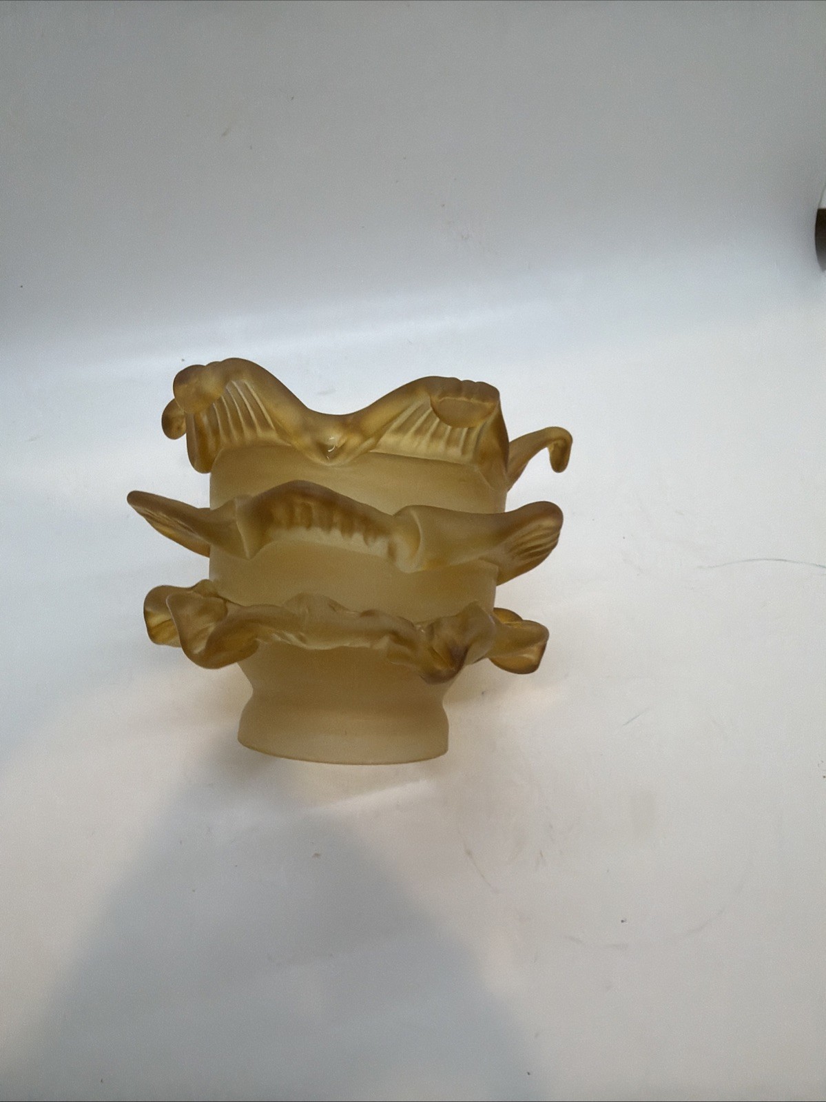 Vintage Murano Blown Amber Glass Rose Petal Shade Frosted