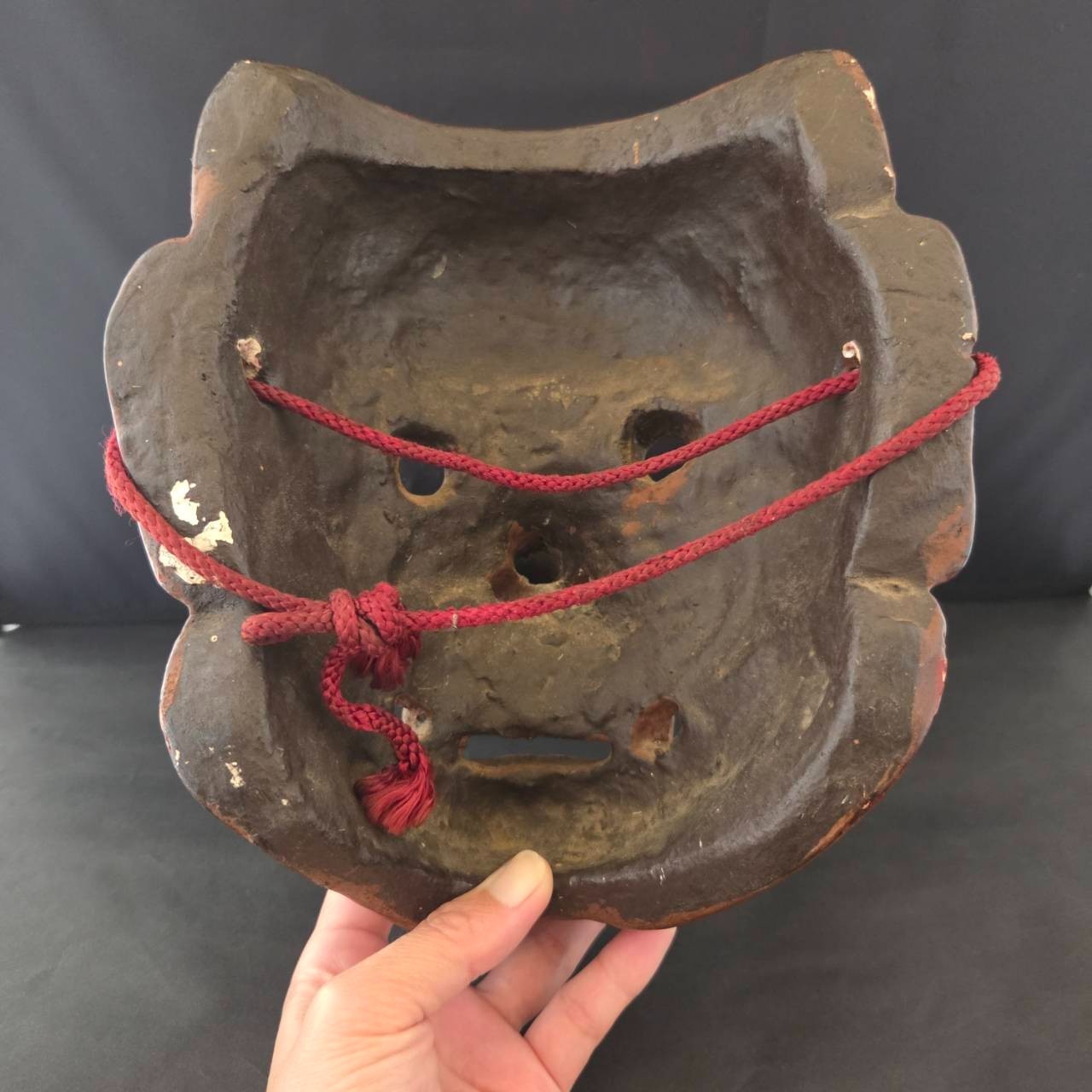 Japanese Vintage Clay Kagura Noh Mask TENGU 天狗 Old Kagura Mask L:20.5cm/8.0inch