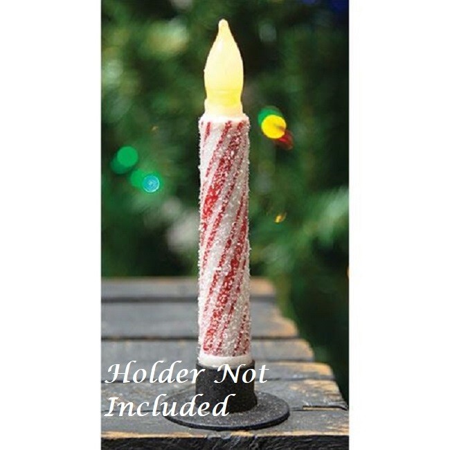 NEW Farmhouse CHRISTMAS TIMER TAPER CANDLE CANDY CANE LED TIMER Sparkle 6.5″