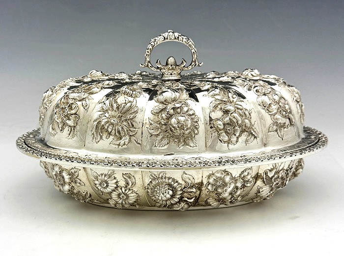 KIRK Repousse Sterling TUREEN Covered Entree Dish Floral