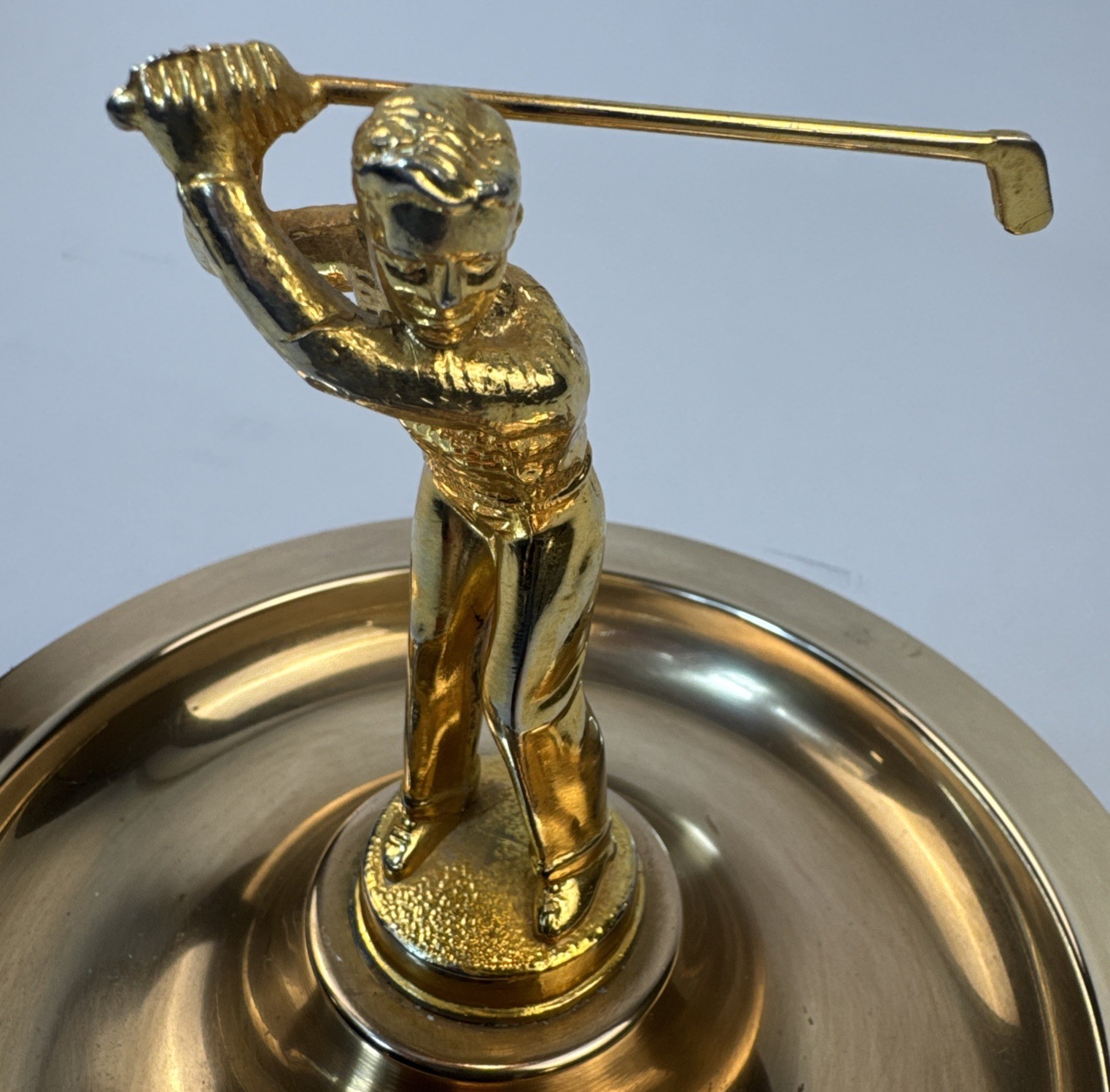 Vintage Golf Trophy Ashtray Combination Piece Brass Mid Century Modern 1957