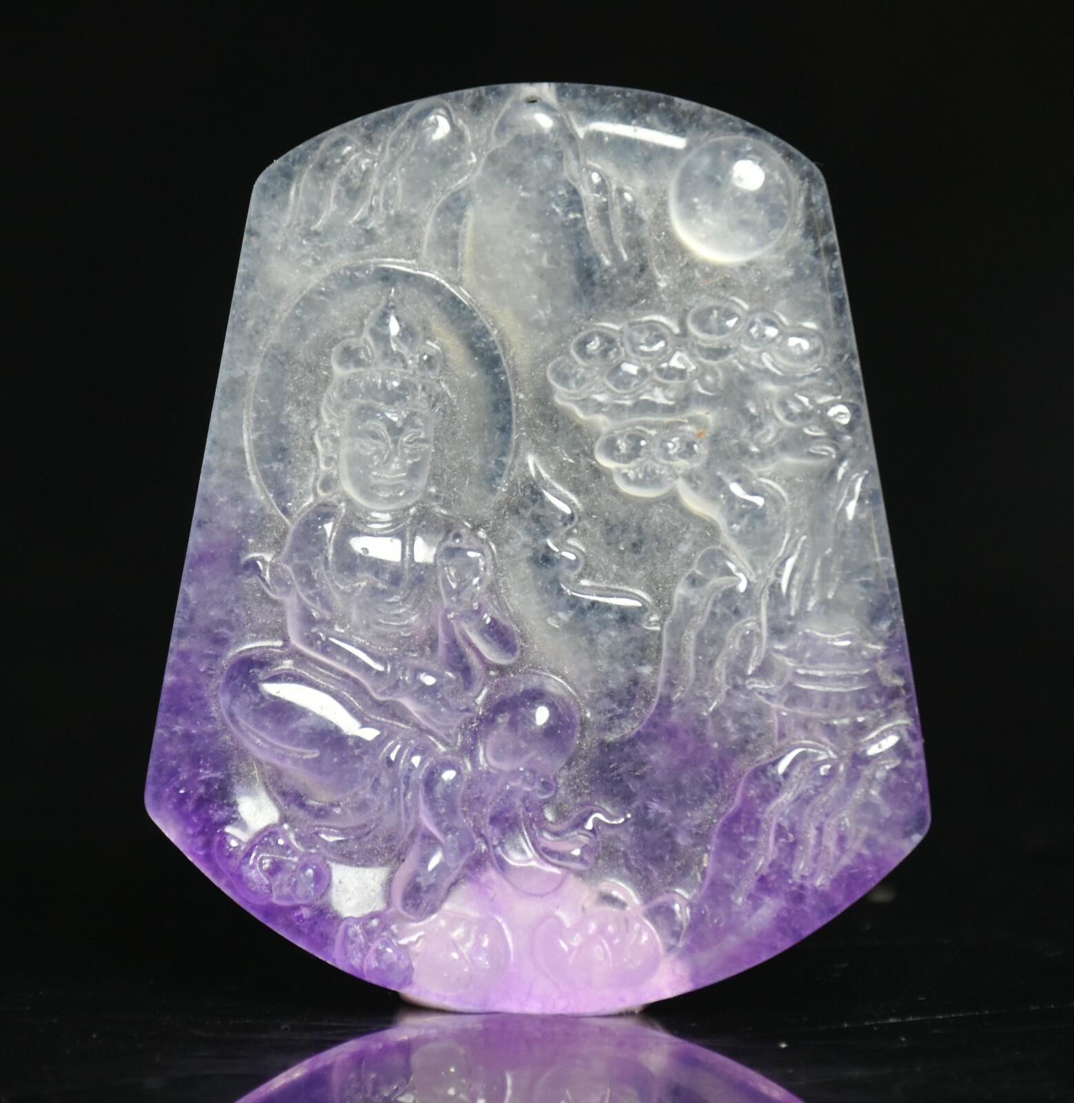 6CM Hongshan Culture Purple Jade Kwan-yin Bodhisattva Goddess Amulet Pendant