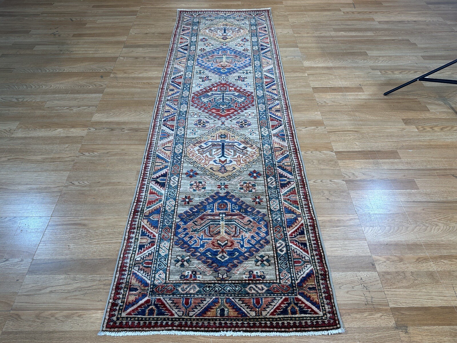 Amazing Afghan – Super Kazak Rug – Tribal Oriental Runner – 2.7 x 8.6 ft.