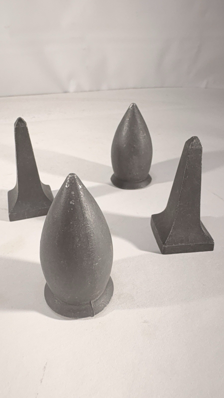 4 Large Vintage Aluminum Finials F