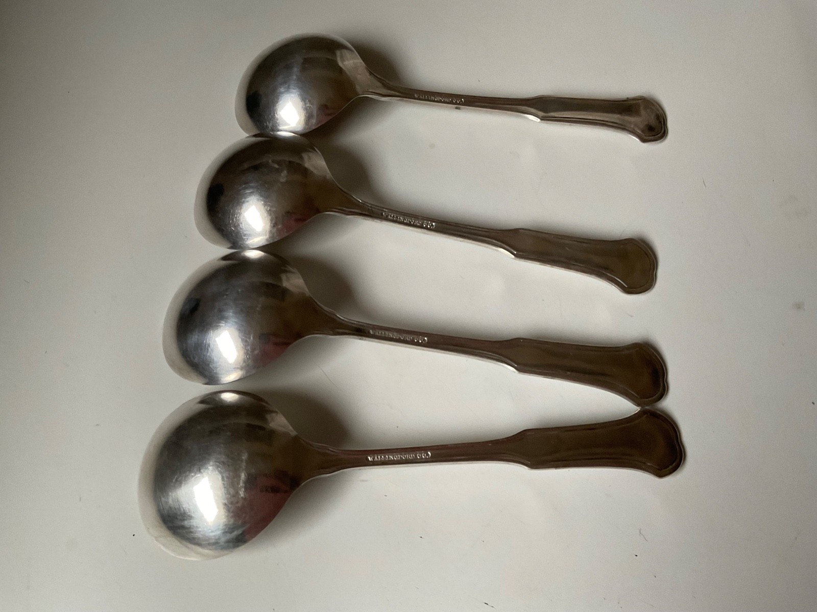 Wallingford Silver Plate Trumpet Vine Boullion Soup Spoon 1912 Flatware 4 pc Set