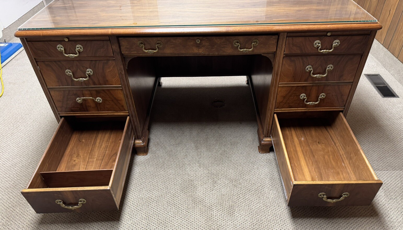 Antique ALL WALNUT 1915’s Era National Brand Banker’s Executive Business Desk