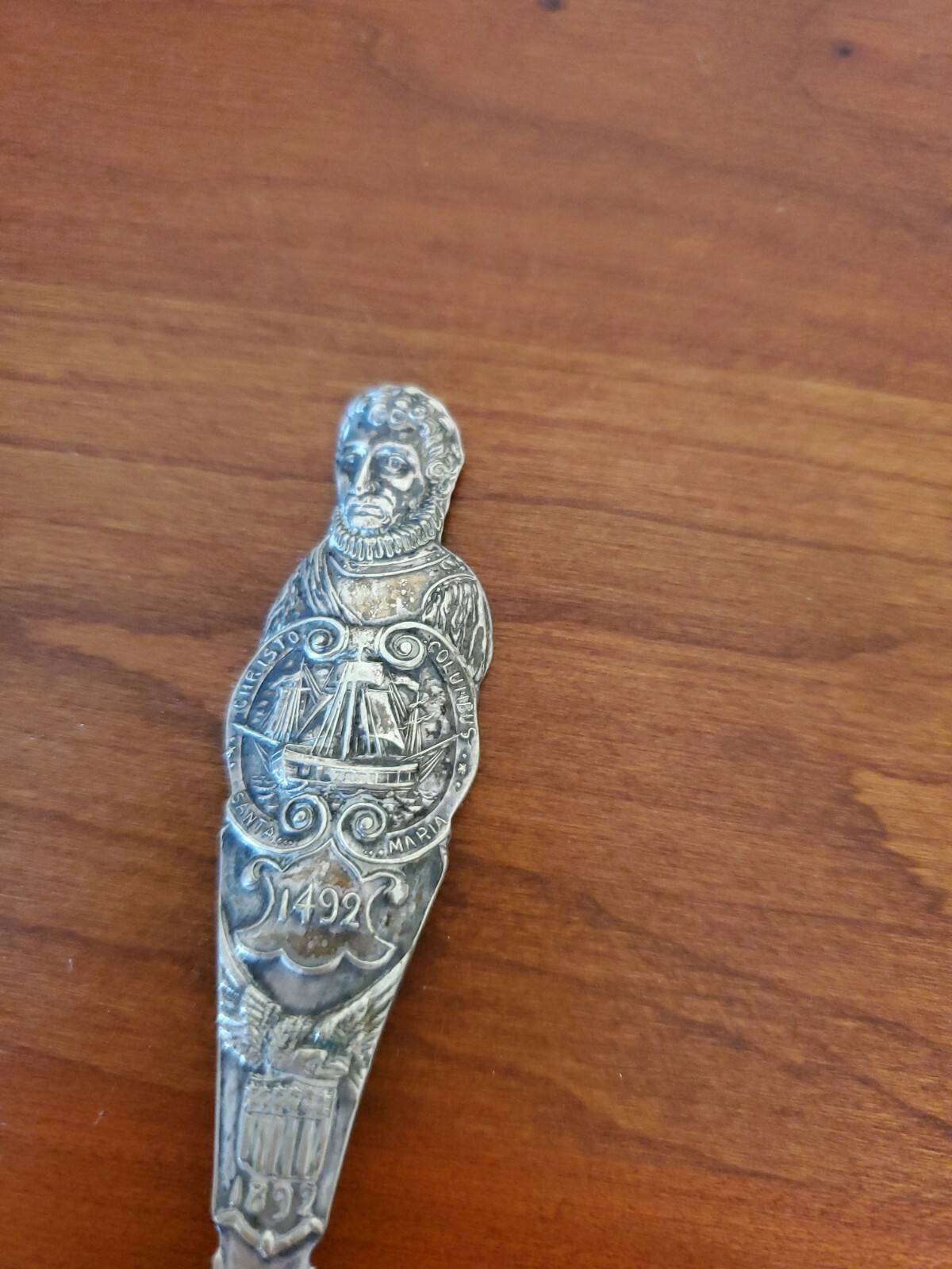 Antique Columbia Exposition Christopher Columbus Silver Souvenir Spoon