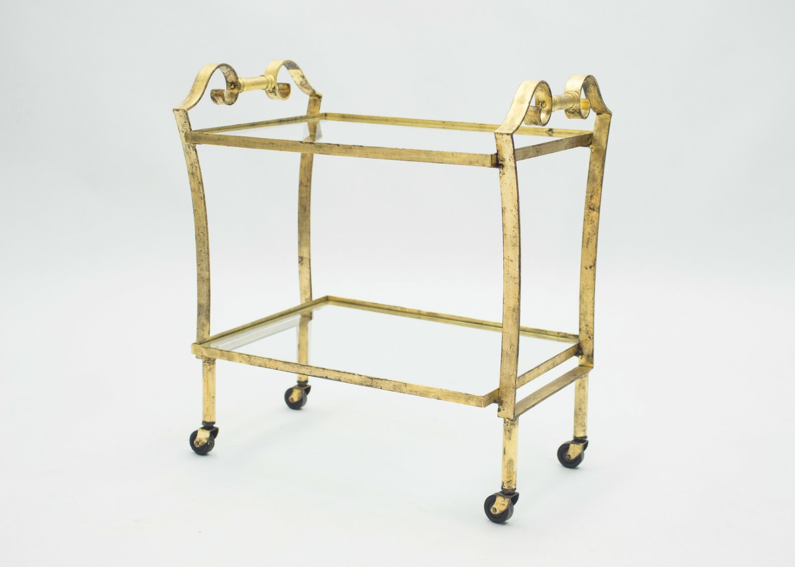 French neoclassical Maison Ramsay gilded iron bar cart 1940s