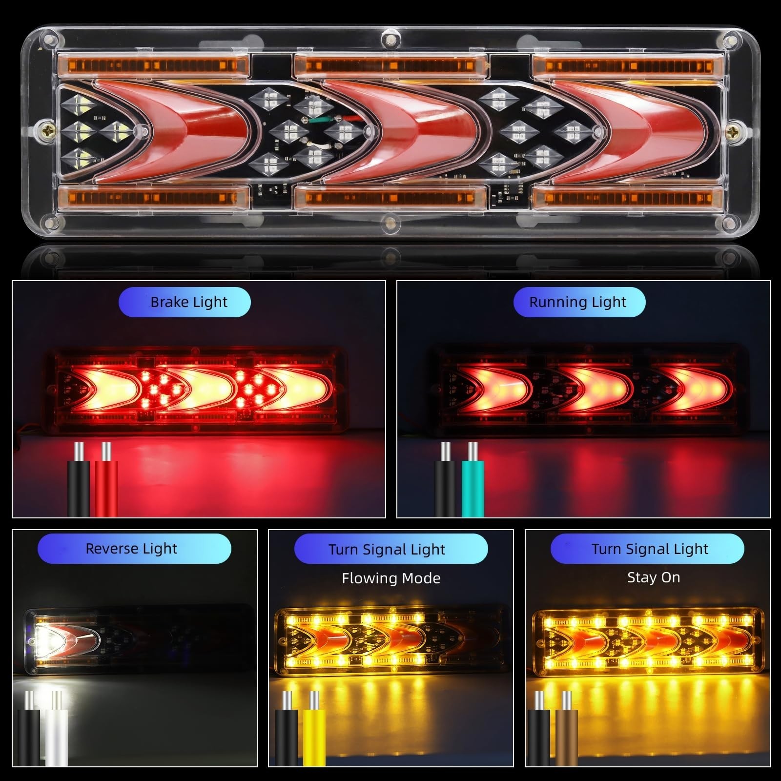 Universal LED Trailer Tail Lights 12V 24V,Utility Truck Rear Brake Turn Signa…