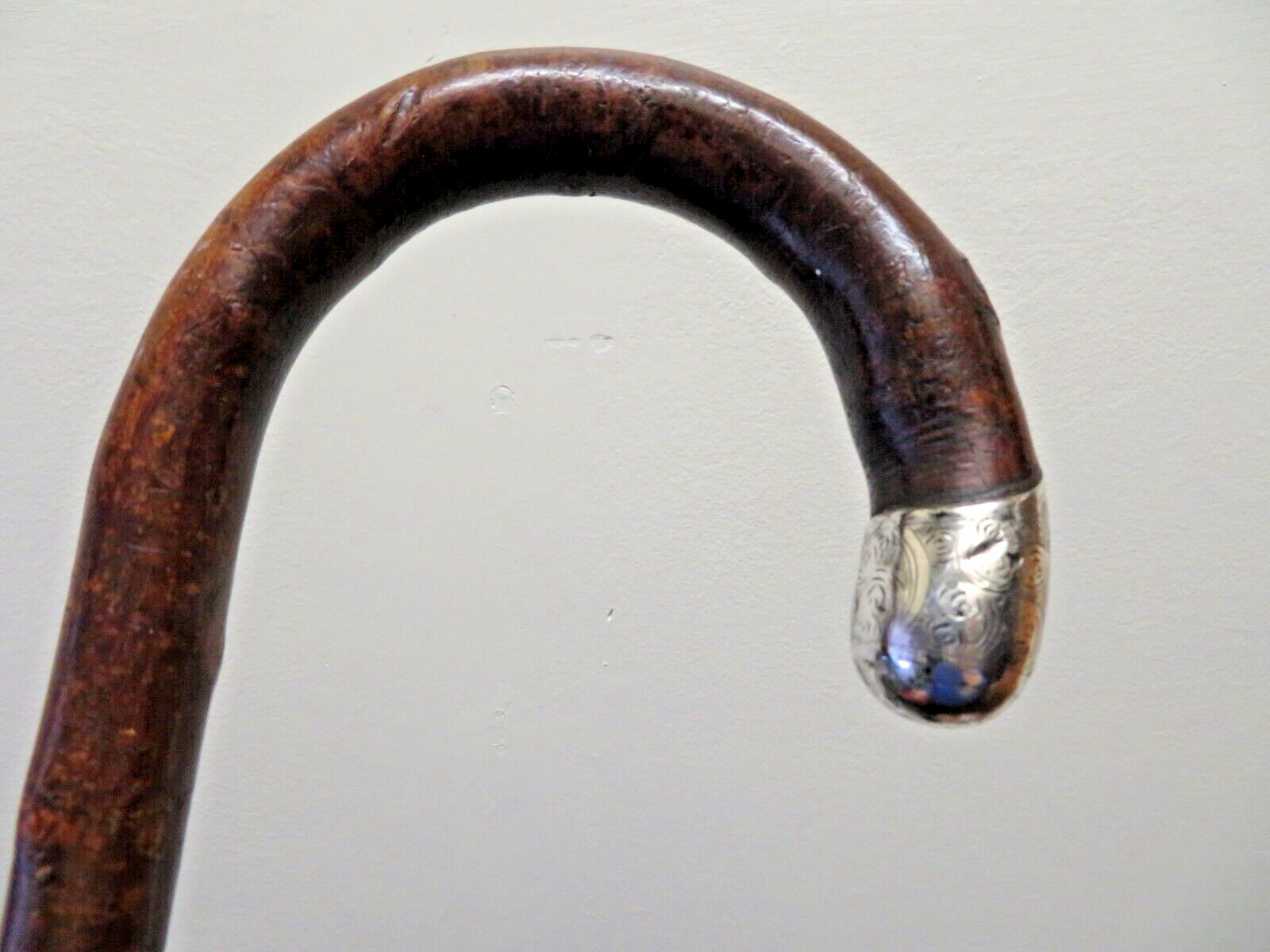 Antique 1919 Sterling Silver Mounted Walking Stick/Cane 90cm In Length