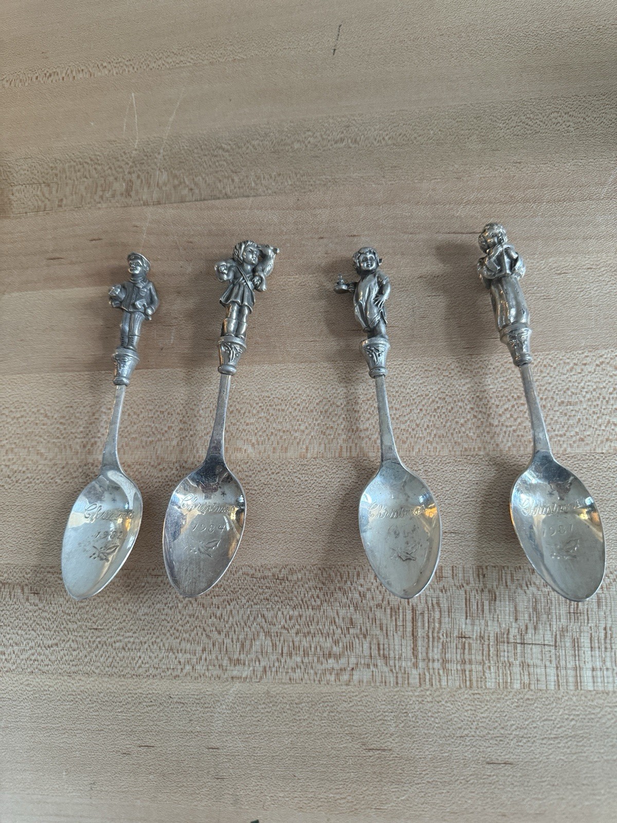 Reed & Barton Spoons 1982 1984 1985 1987 Children of Christmas Lot Of 4