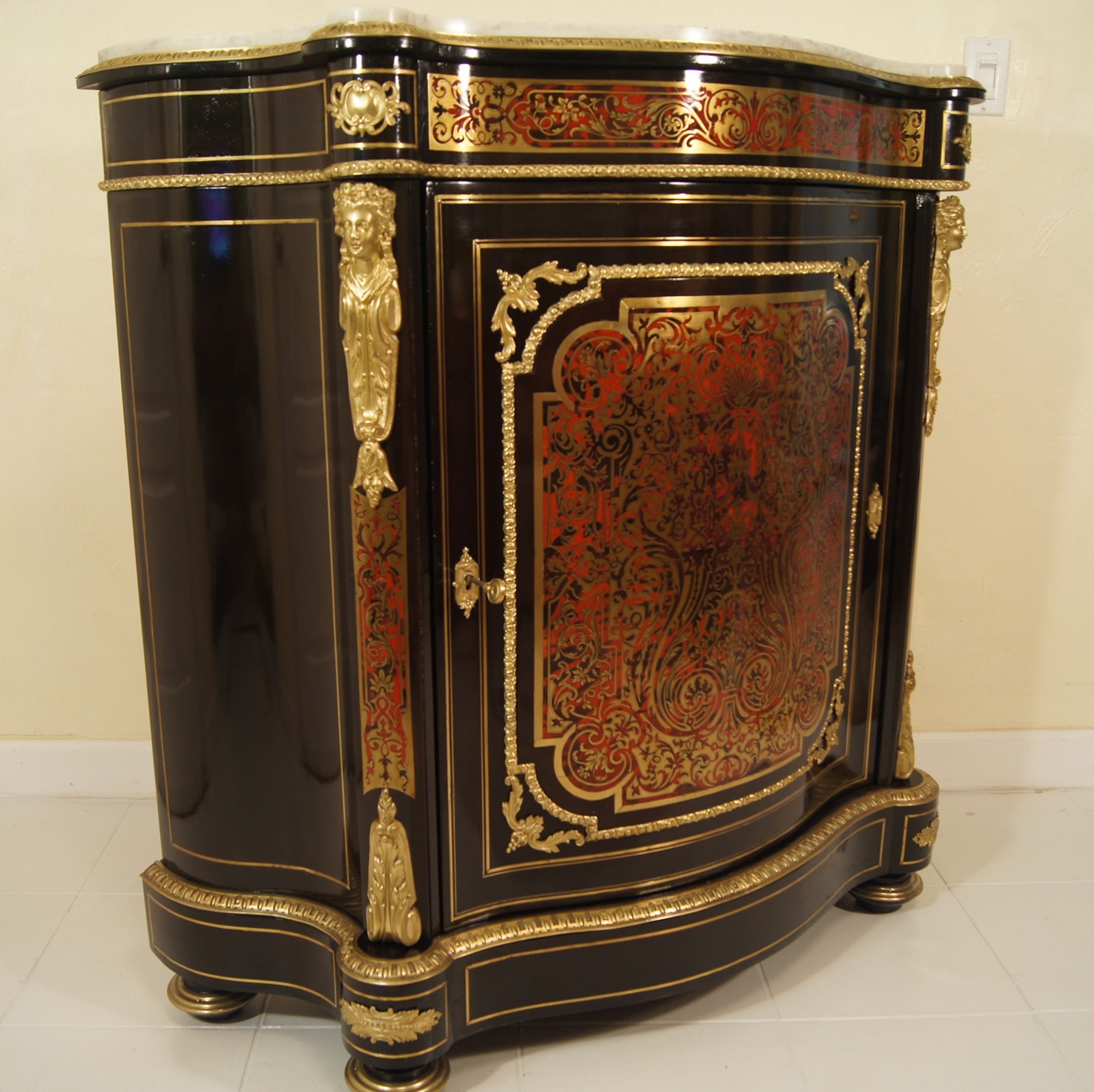 CHARLES-GUILLAUME DIEHL, Napoleon III, Boulle Marqueterie Side Cabinet 1850 ca.