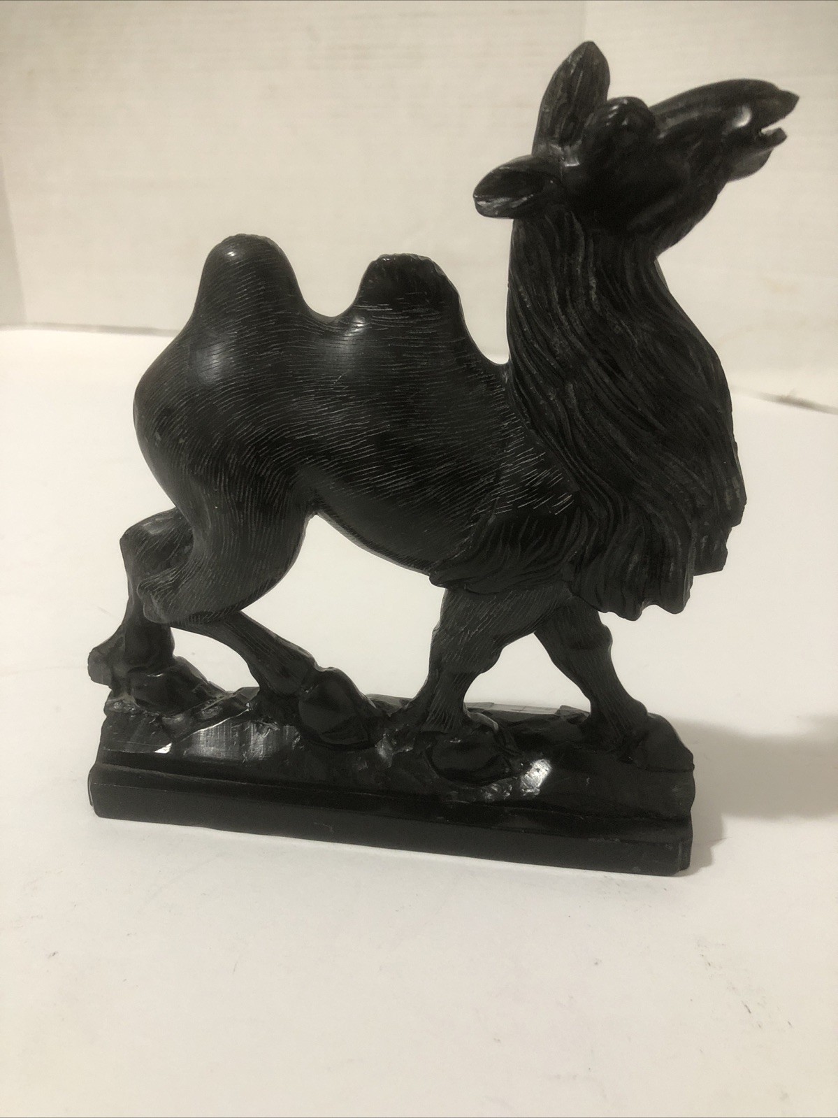 Antique Black Marble/Stone Carved Chinese Camel On Base GRAND TOUR. Well Made