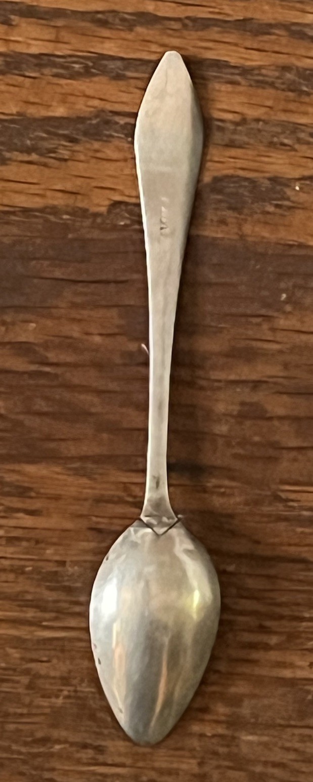 American Coin Silver Pointed Coffee Spoon Wm Cleveland Norwich Ct 1770-1837 Mono